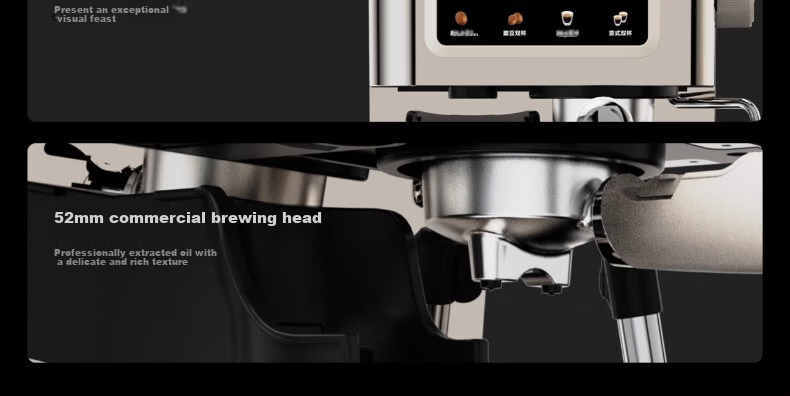 Tim Hortons Tims T5 Fully/ Semi-Automatic Italian Home Coffee Machine Grinder Integrated Cold Brew Version One-Touch Milk Frother Detachable Burr Silver 6