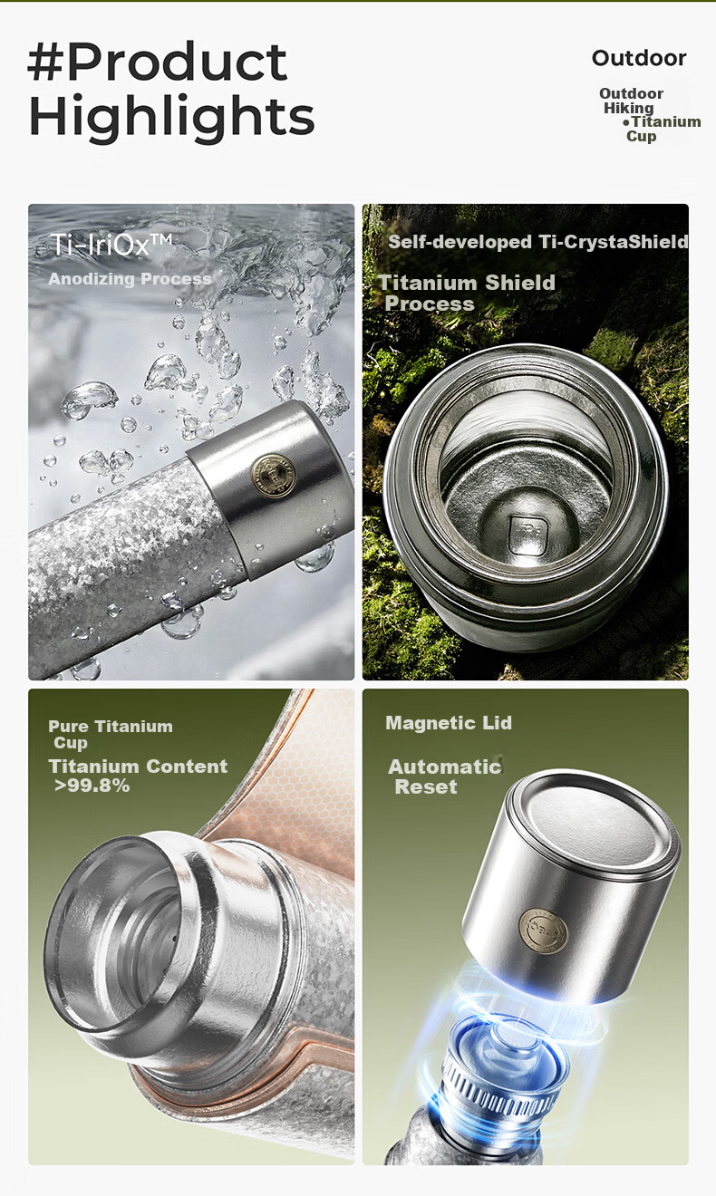KOBACH Pure Titanium Insulated High-End Tea Brewing Business Office Gift Titanium Cup 450mL Silver 2