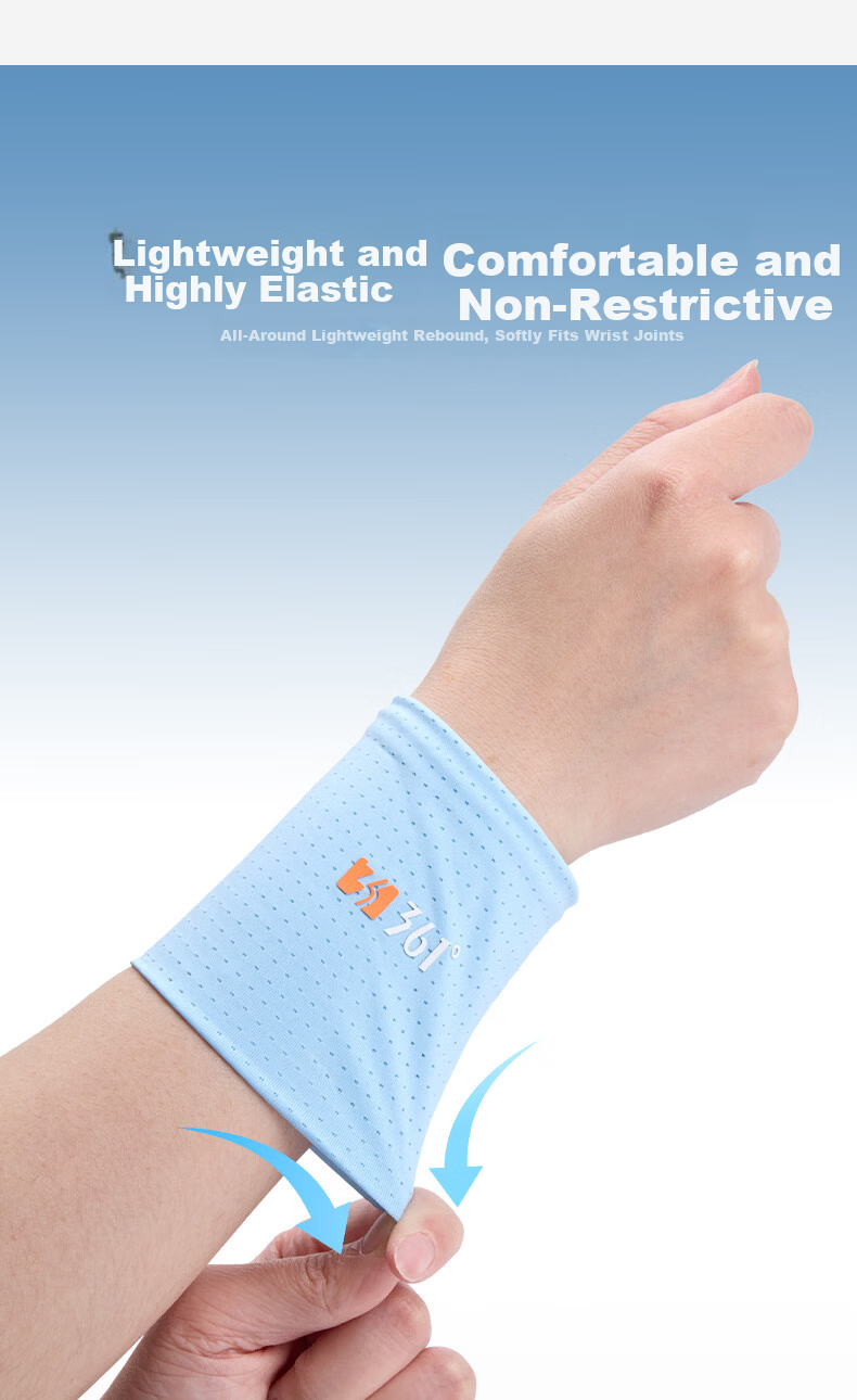 361° Wrist Support Ice Silk Sports Fitness Sweat-Absorbing Wristband for Basketball, Tendonitis, Wrist Strain And Sprain Protection, Blue 7