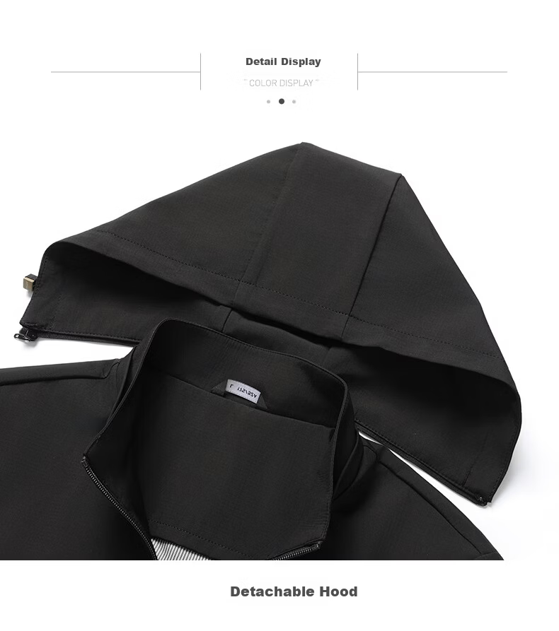 SHANSHAN High-End Jacket for Men, Spring And Autumn Casual Striped Inner Lining Zipper Coat with Detachable Hood, Dad's Clothing 16