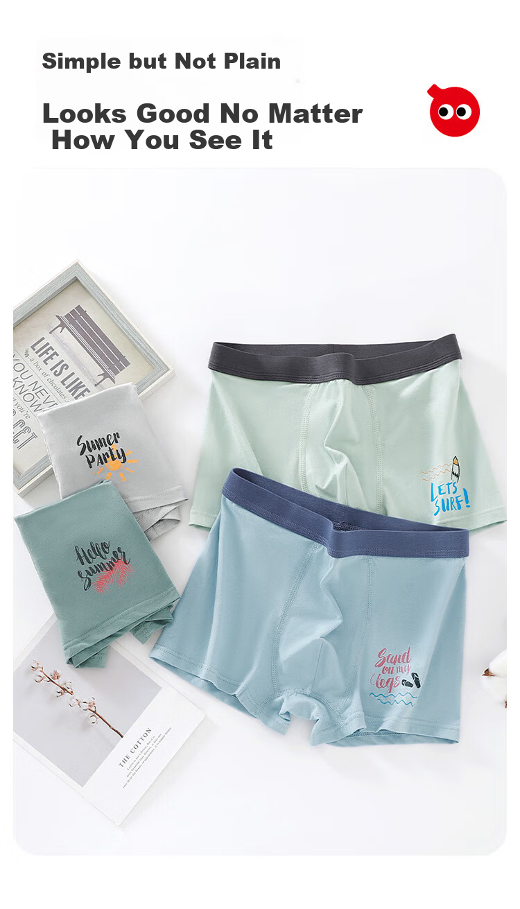 Hodo Children's Pure Cotton Youth Autumn Boxer Shorts for Boys Plus Size Kids Underwear 7