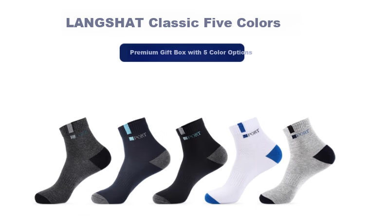 Langsha Men's Socks Spring Summer 100% Cotton 10A Antibacterial Odor-Resistant Sports Mid-Calf Socks Men's All-Cotton Basketball Long Socks 11