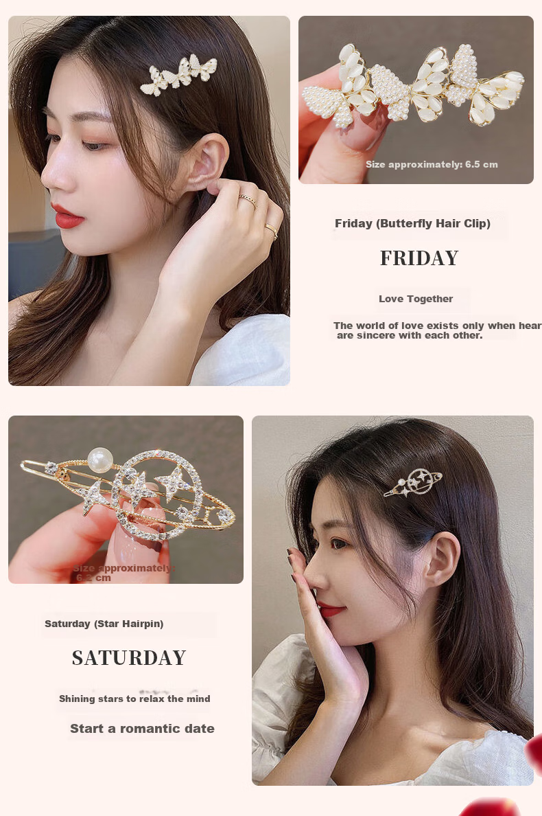 Gunai Hair Clip Hairpin Headwear for Women Straight Clip Bang Forehead Clip Side Clip Hair Accessories Mother's Day Gift for Mom 6