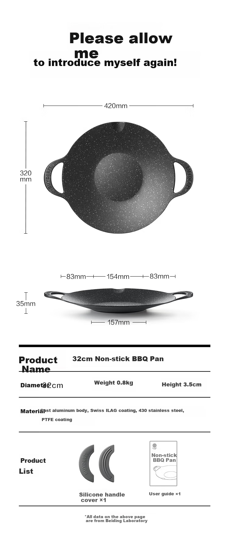 Buydeem 32cm Non-stick BBQ Grill Pan Steak and Egg Maker Teppanyaki Cassette Stove Charcoal Outdoor Starry Black 14
