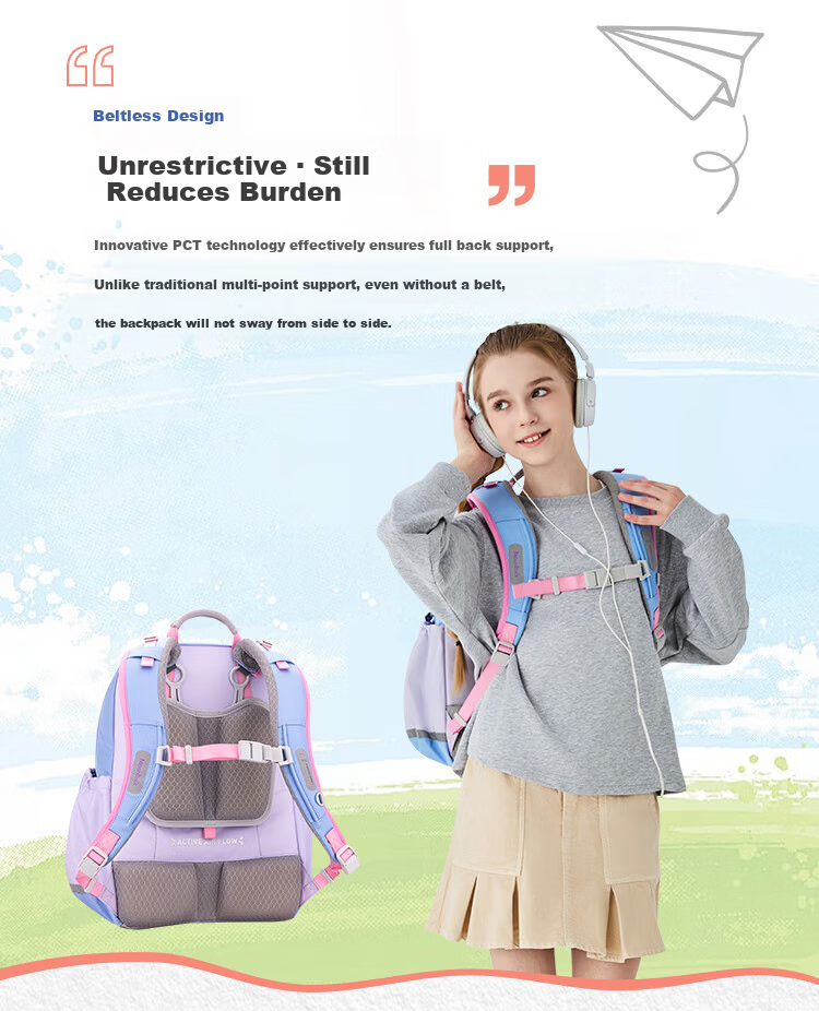 MoonRock PCT Flagship Model Primary School Children's Backpack Large Capacity Bag for Grades 3-6 Poseidon Blue 17