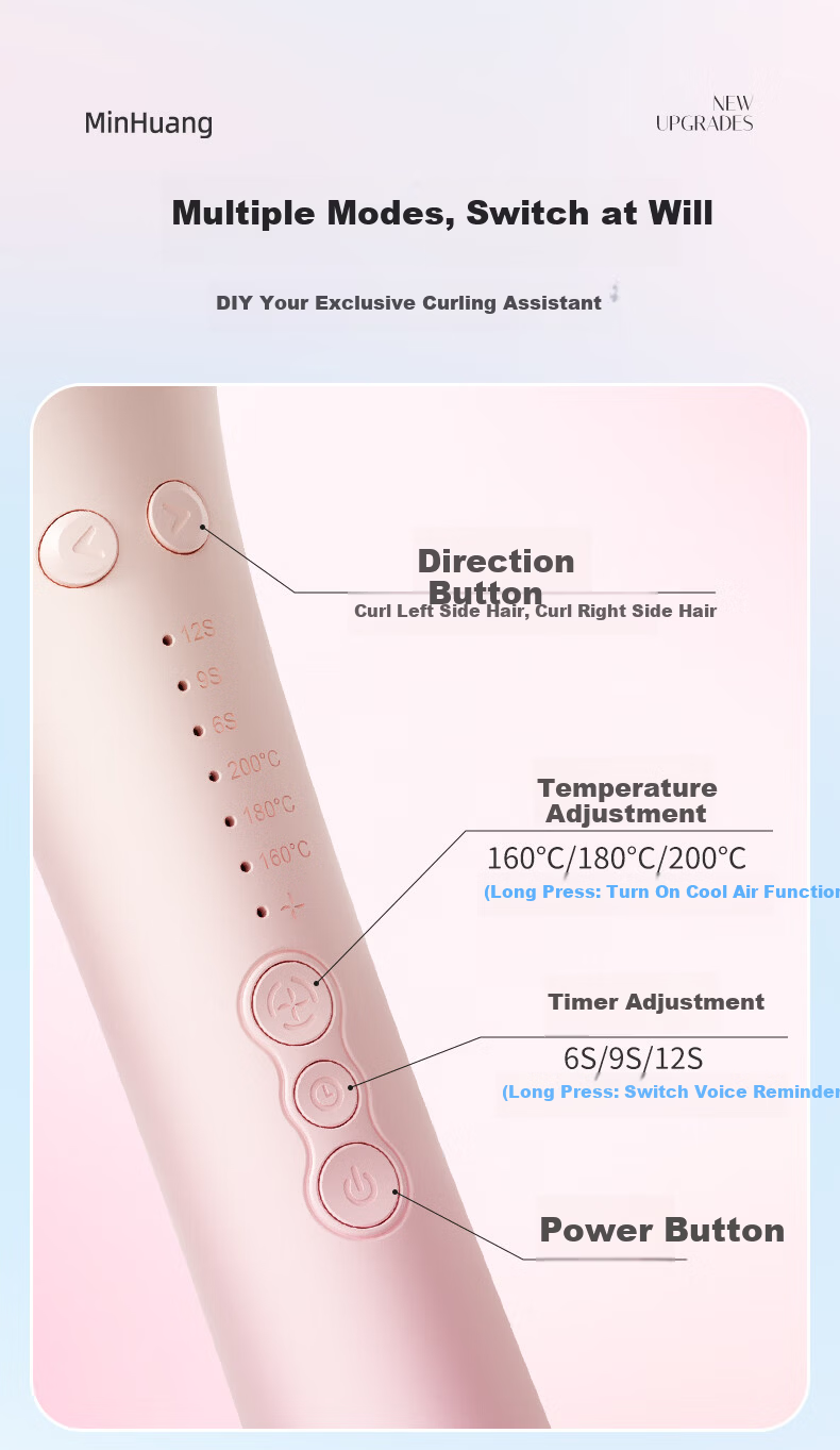 MinHuang [Second Generation Cold Air Multi-In] Curling Iron, Automatic Multi-In with Replaceable Heads, Fully Automatic Curling And Straightening Tool, 32MM 13