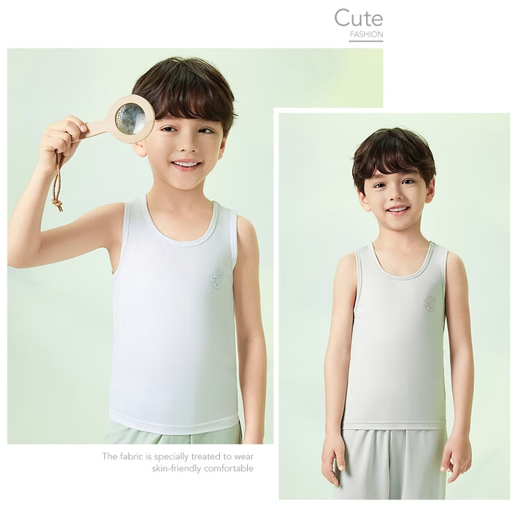 Threegun Kids Cooling Antibacterial Breathable Modal Boys Vest 2-Pack Male Set 2 Size 120 24