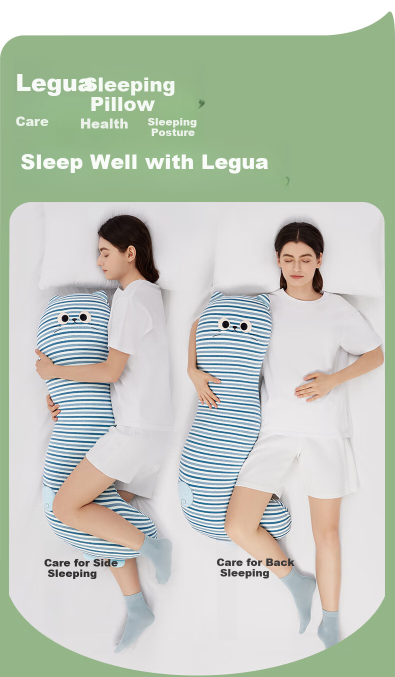 Legua Sleeping Body Pillow Bed-Length Long Pillow Striped Blue Cat Sleeping Companion Doll Side Sleep Leg Hug Pillow Kids Gift 1