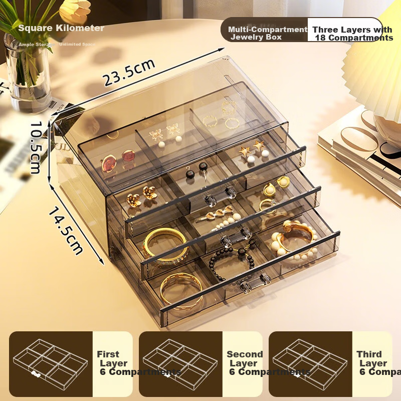40,000 Kilometers Large Capacity Jewelry Storage Box for Earrings, Studs, Necklaces, Bracelets - High-End Exquisite Bead Organizer Box