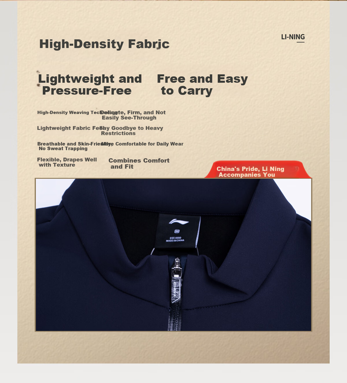 Li-Ning 26th Edition Honor Men's Sports Jacket National Team Style Business Stand Collar Casual Sportswear 4