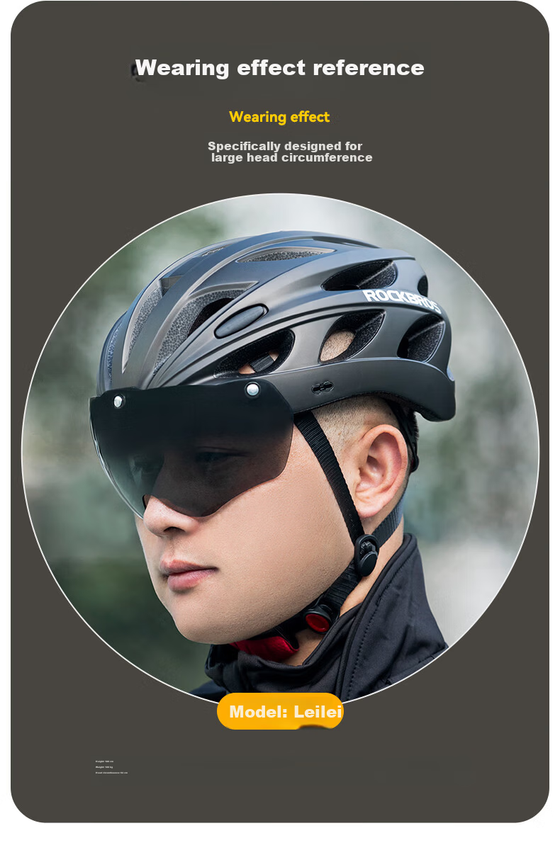 ROCKBROS Large Size Bicycle Helmet with Goggles, Wide And Enlarged Cycling Helmet for Men And Women, Road Bike, Pearl White with Photochromic Lenses 4