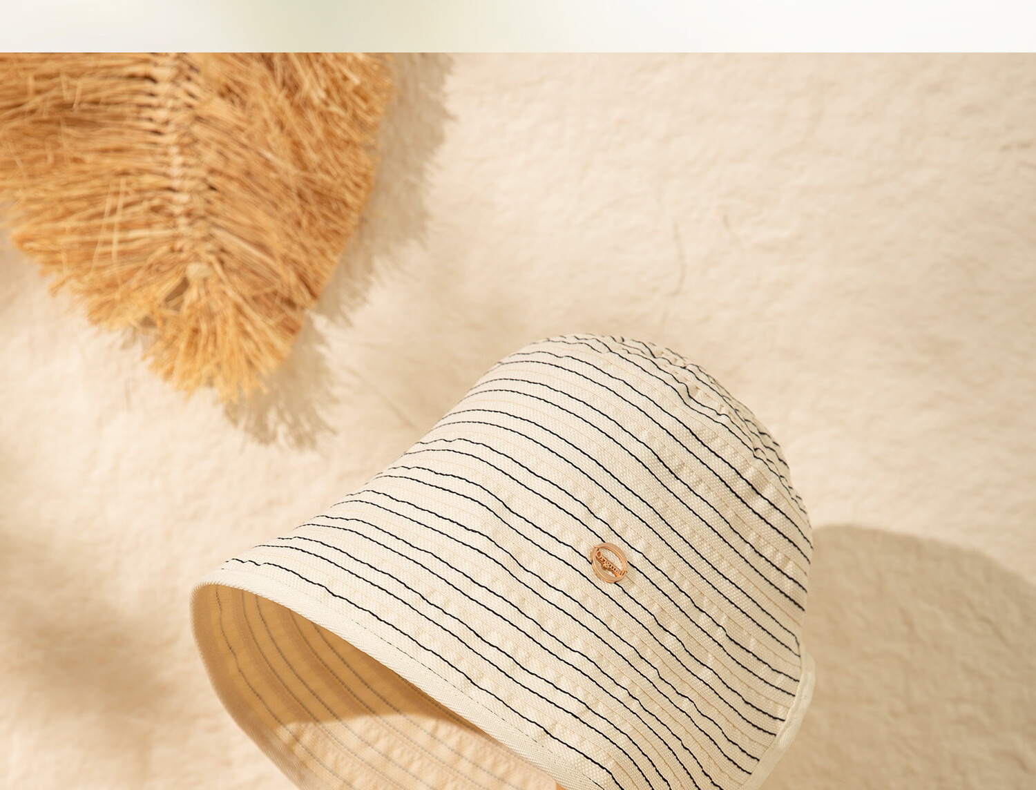 FANCET Striped Fisherman Hat for Women Summer UV Protection Wide Brim Sun Hat Japanese Minimalist Face-Slimming Sunshade Hat 5