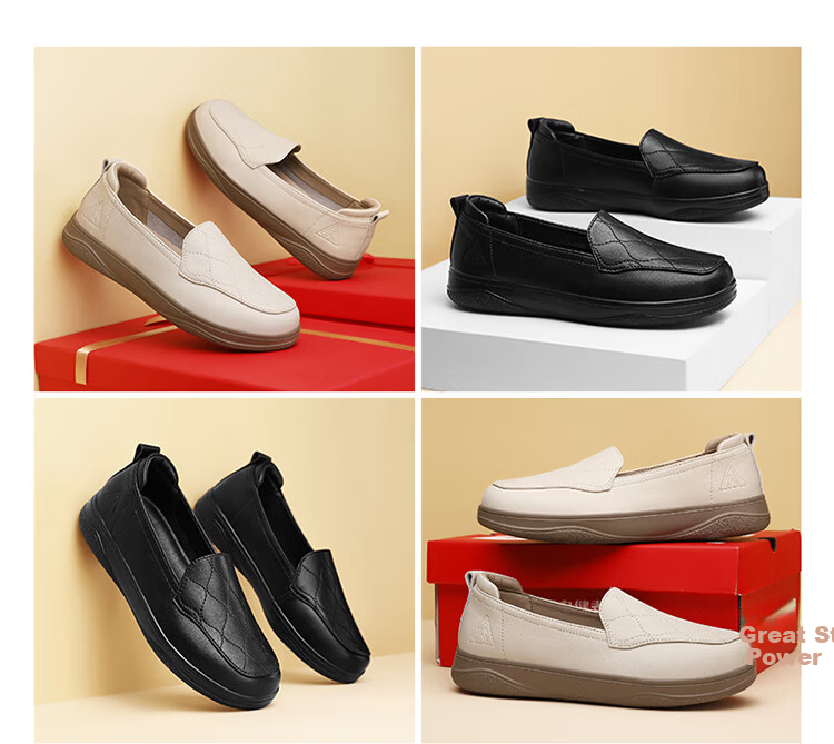 Zulijian Elderly Shoes Spring Summer New Breathable Leather Slip-On Soft Sole Soft Surface Fashion Middle-Aged and Elderly Women's Shoes 6