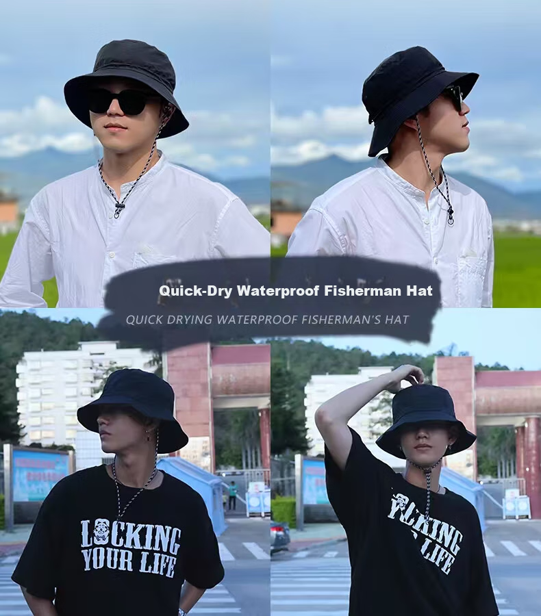 Yuxiaoduo Foldable Storage Sun Protection Mountaineering Hat Quick-Dry Waterproof Outdoor Fisherman Hat Navy Blue One Size 5
