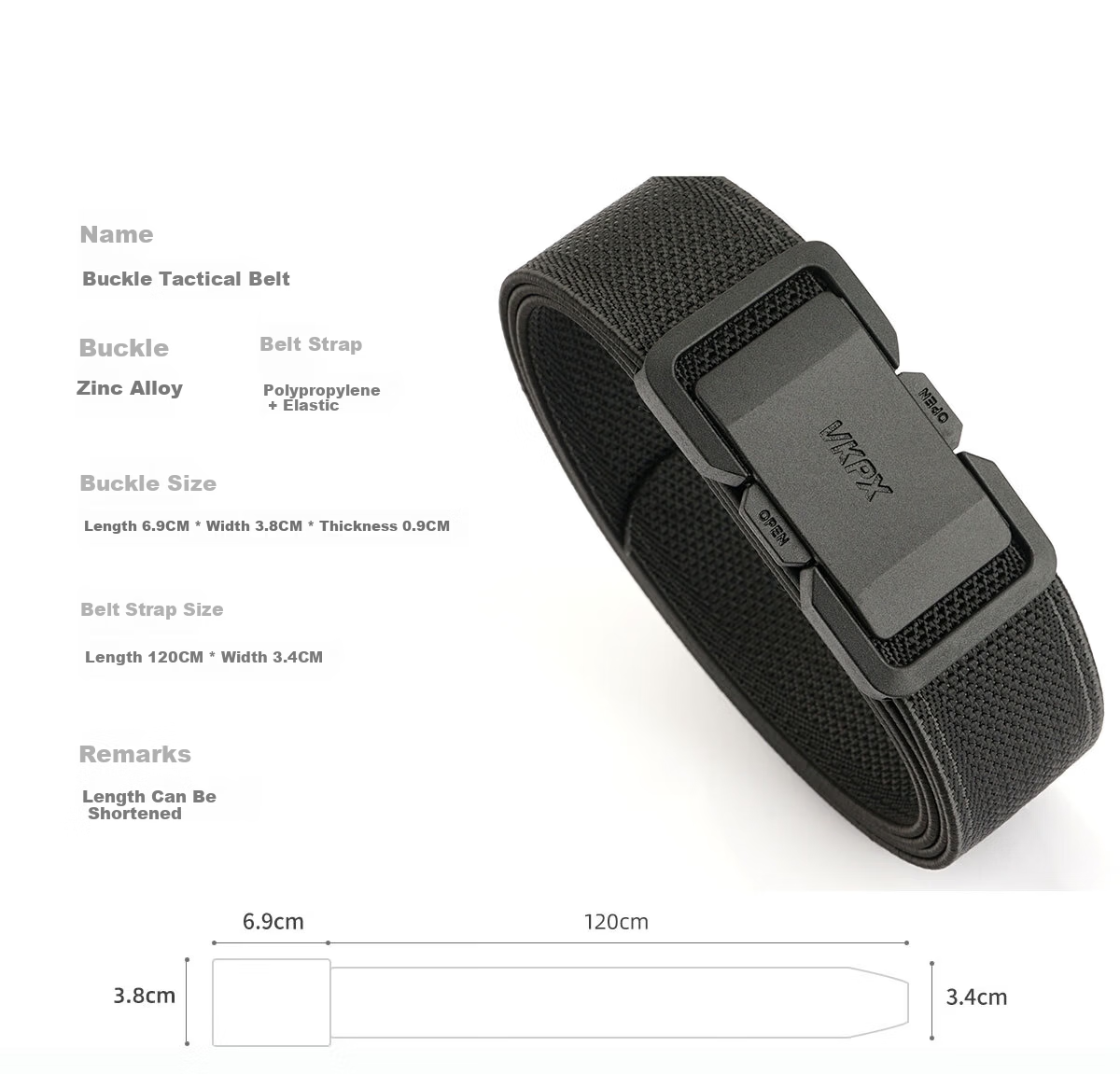 Aoweimei Tactical Elastic Nylon Canvas Woven Outdoor Casual Men's Belt with Quick-Release Buckle 7