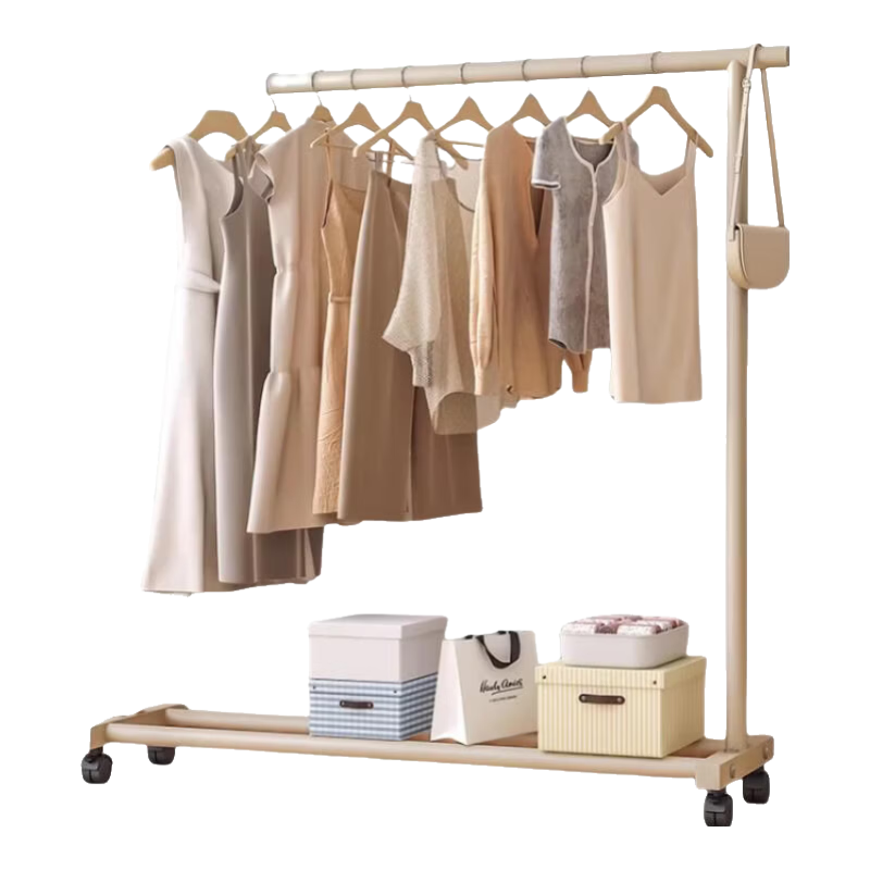 Yemai Floor Clothes Drying Rack Balcony Clothes Rod Bedroom Home Dormitory Hanger Pulley Type 1.5m Milk White