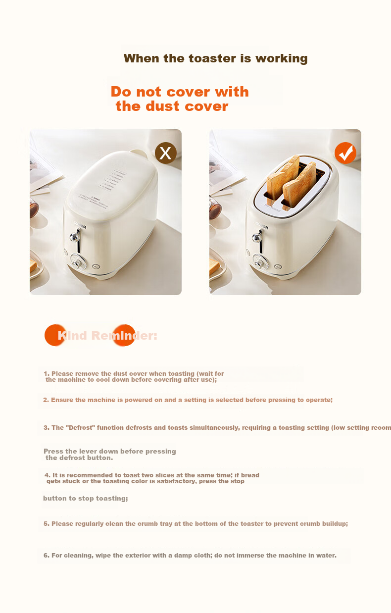 SUPOR Bread Maker Sandwich Toaster Breakfast Machine Home Toaster Color Screen Menu Multifunctional Light Food Machine 6+1 Adjustable Heat Settings DJ808 1