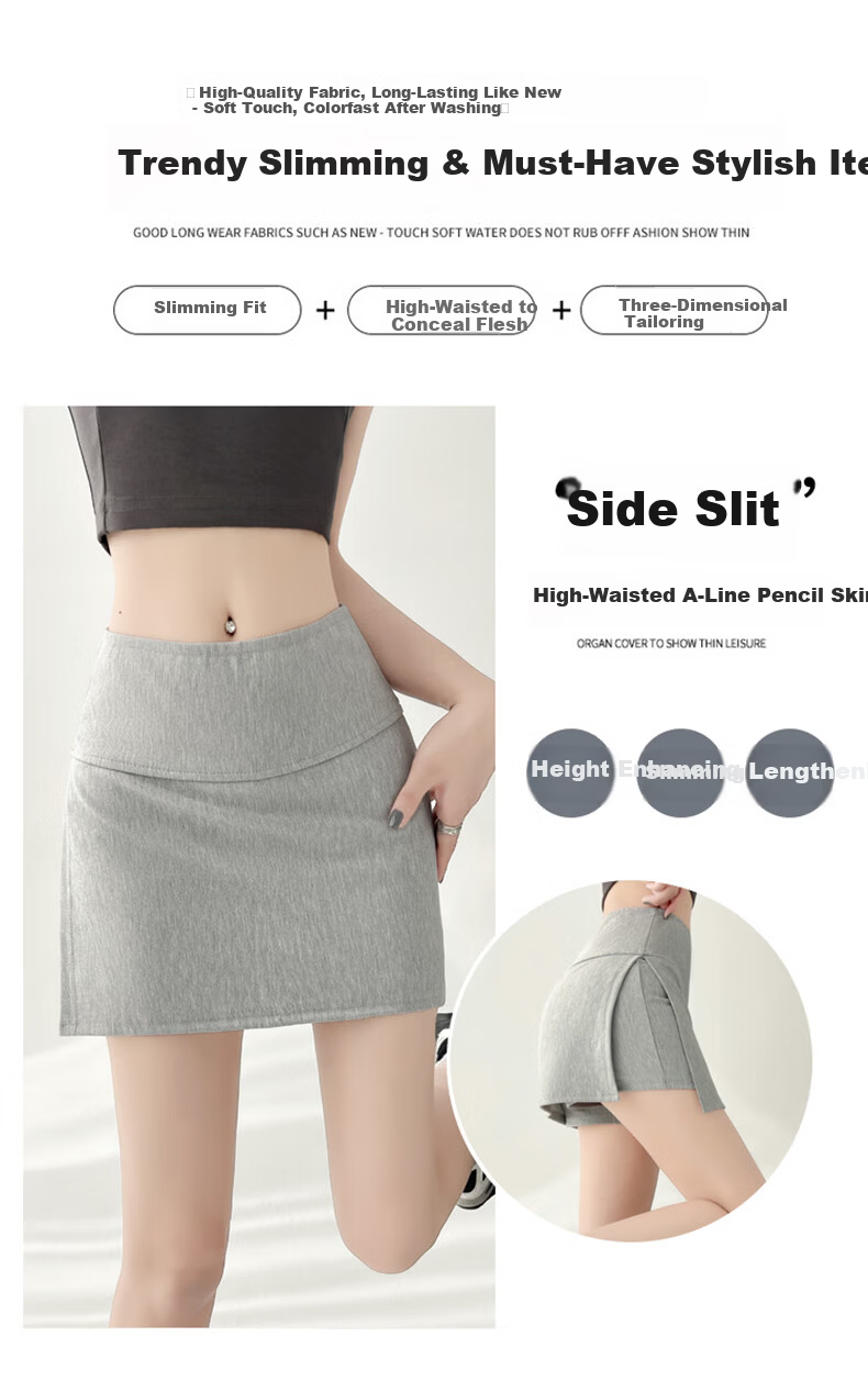 Langsha Split Sports Skirt Pants for Women 2026 New High Waist Slim Hip Hugging A-line Mini Skirt Anti-Exposure 6