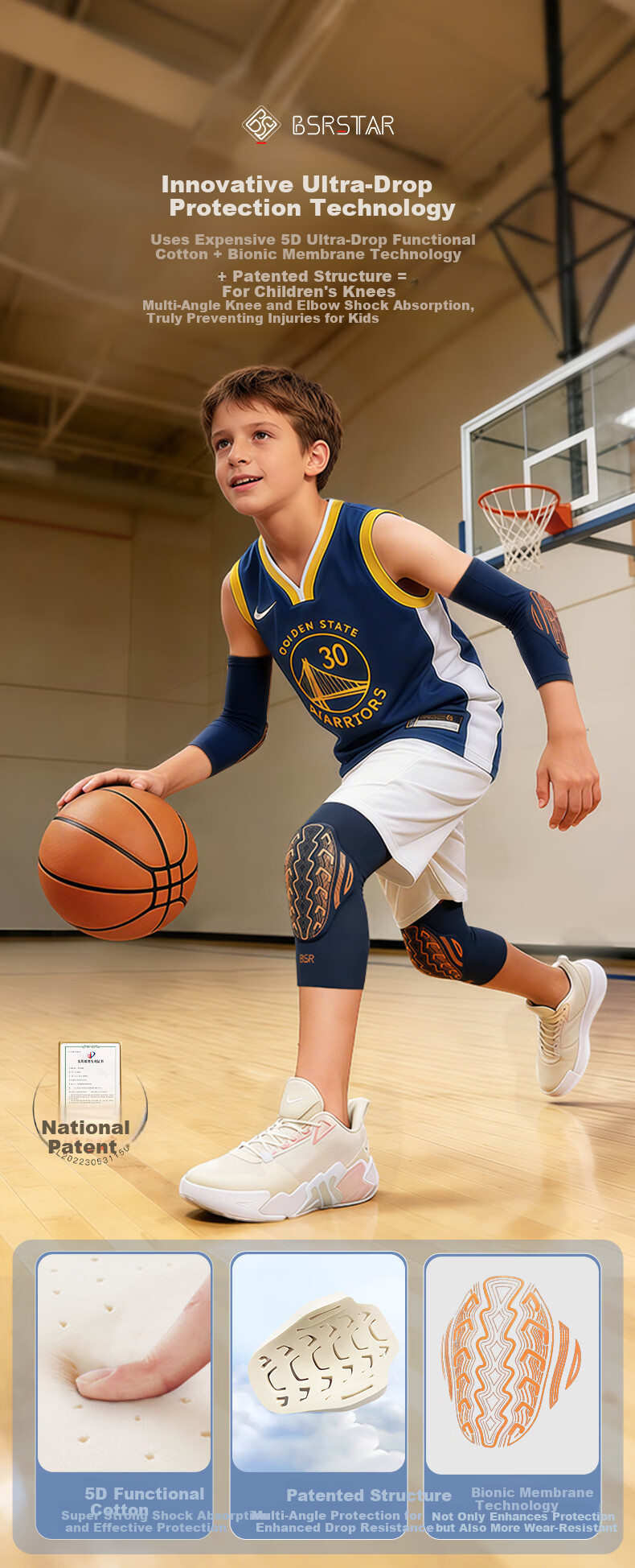 BSR Ultra-Durable 10th Generation Kids Sports Knee and Elbow Pads for Football, Cycling, Basketball, and Badminton 8