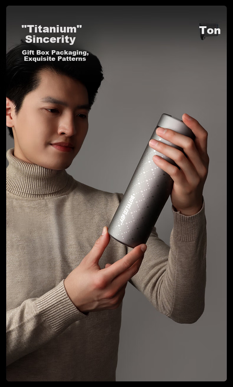Dundun Pure Titanium Insulated Large Capacity Water Bottle for Men and Women High-End Titanium Tea Cup Stylish Portable Titanium Water Bottle 5