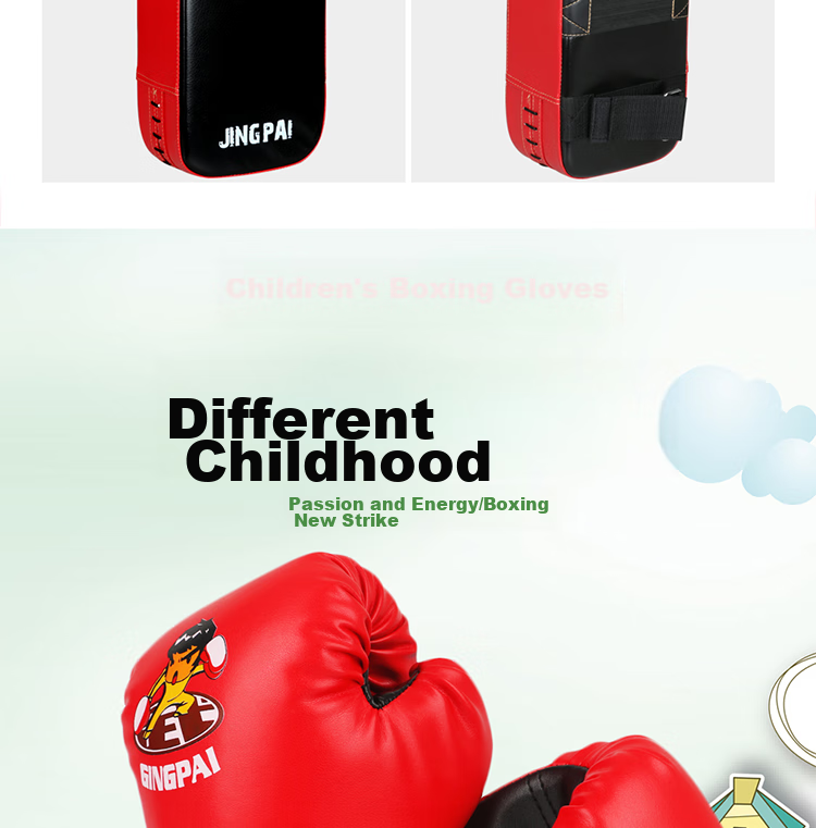 Jingpai Children's Boxing Gloves Set, Parent-Child Combination, Adult Women And Teenage Sanda Boxing Gloves, Foot Target, Punching Bag, Red 15