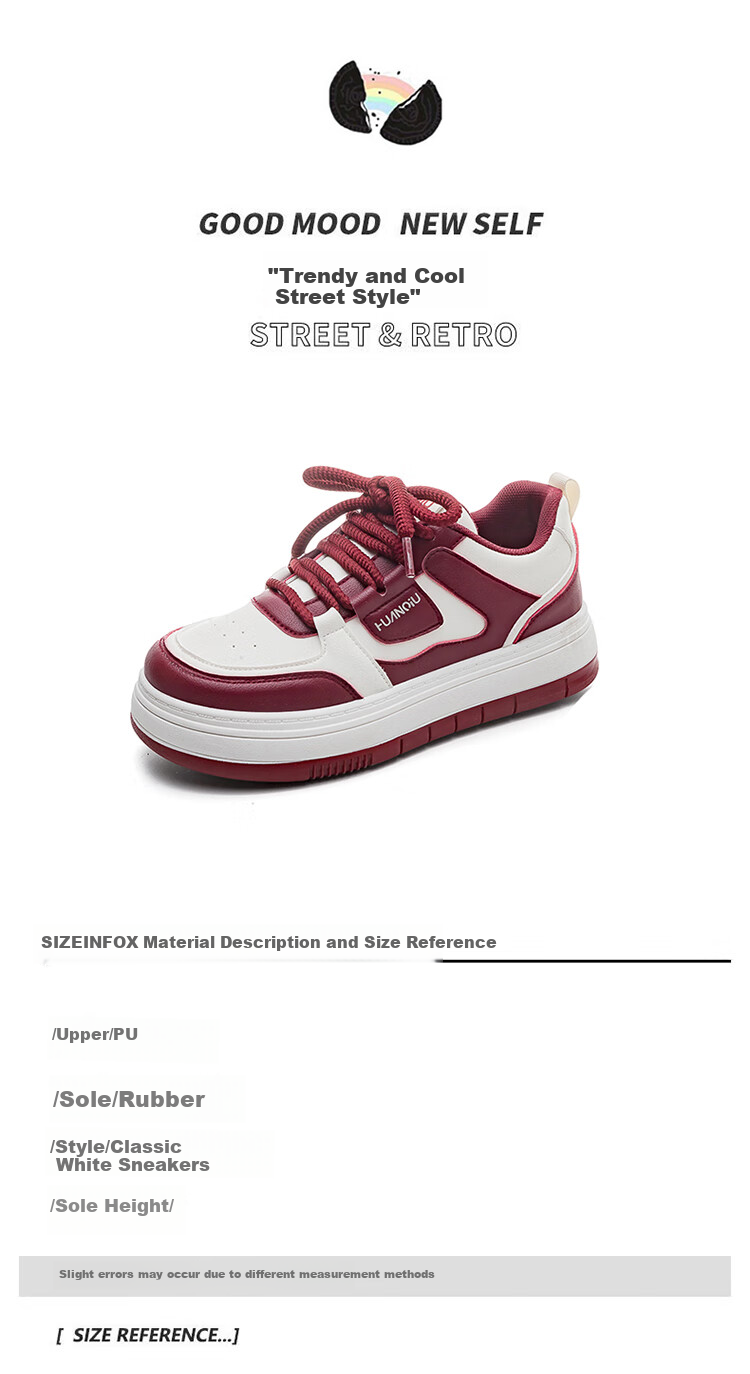 Global Breathable Wine Red Casual White Sneakers 2026 Ins Stylish Thick Sole Breathable Shoes 1