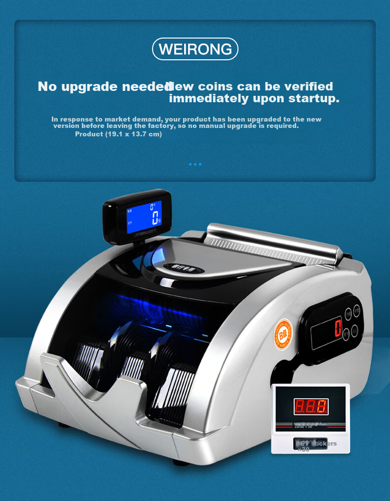 Weirong M3 Silver Gray (Class B) Banknote Counter 2025 New RMB Portable Battery-Powered Bank-Level Smart Voice Counting and Verification Machine 6