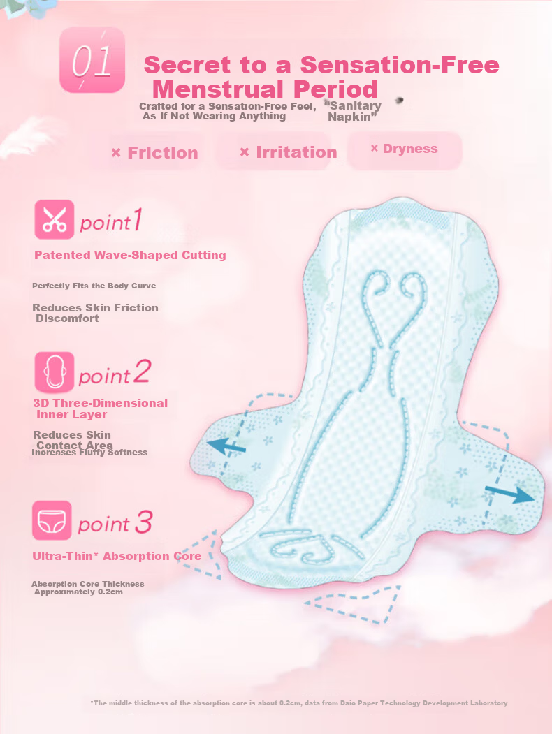 Elis Daio King Light Feather Luxury Comfortable Daily Sanitary Pads 250mm 12pcs Ultra Thin Cotton Soft Skin Instant Absorption Breathable 5