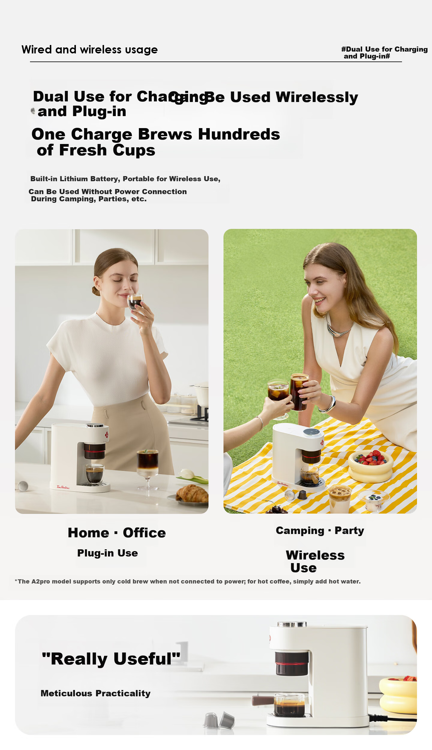Tim Hortons Tianhao Capsule Coffee Machine Small Portable All-in-One Semi-Automatic Coffee Powder Capsule Dual-Use Office Birthday Gift A2 22