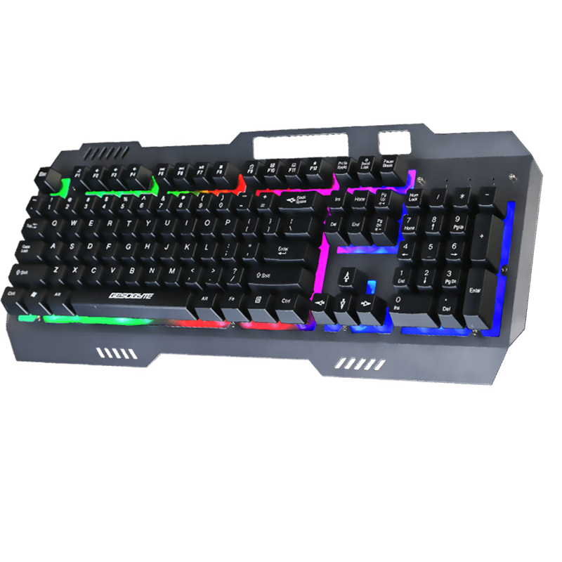 GESOBYTE G18 Mechanical Gaming Keyboard Wired USB Backlit Metal Panel Laser Engraved Keycaps Black