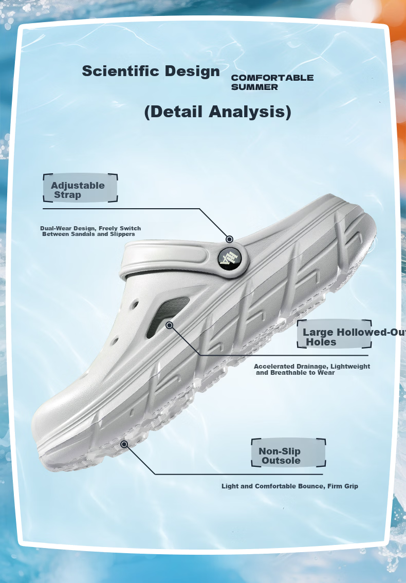 HLA Home Men's Soft Sole Breathable Closed-Toe Beach Sandals HAALXM2EBK033 Light Gray Size 44/45 Dual Size 2