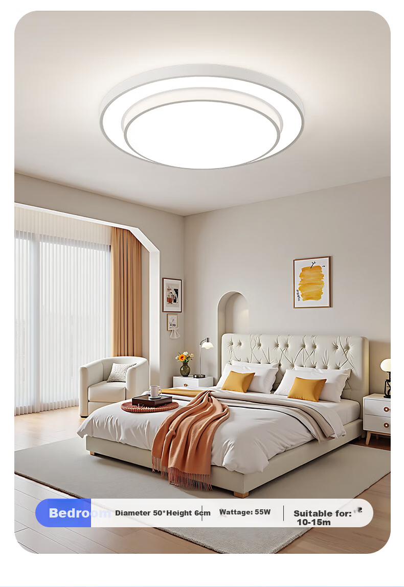 Dell Large Round Ceiling Light Modern Simple Eye-Care Living Room Bedroom Lamp Fixture New Model 18