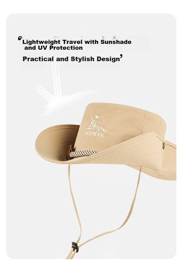 Popeye Fisherman Hat Unisex Summer Thin Large Head Circumference Sun Protection Wide Brim Sunshade Cap 2