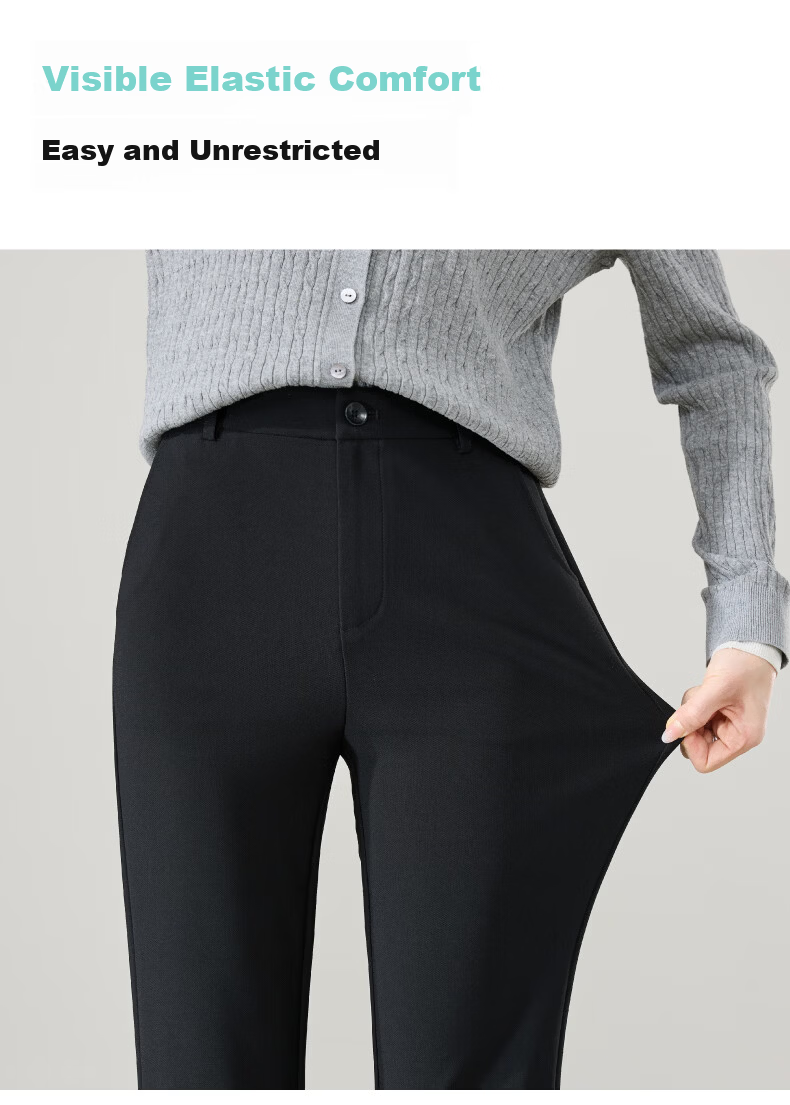 ESE-Y Women's Micro Flared Pants 2026 Spring New High Waist Slim Fit Draped Stretch Office Trousers Midnight Black 30S 15