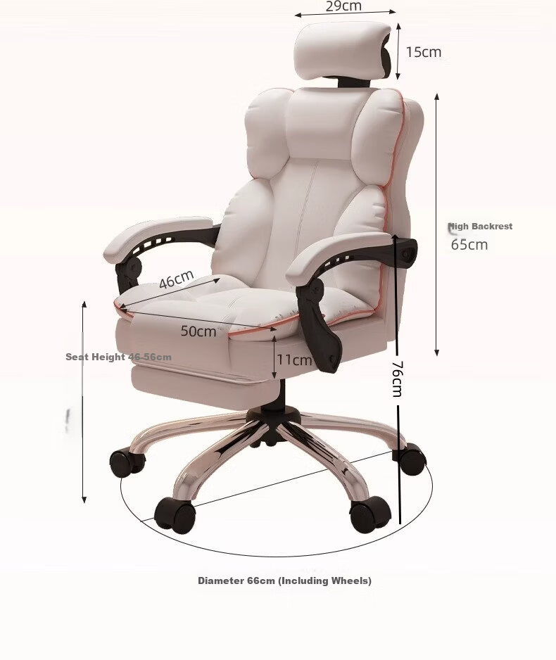 Qianxihuafu Computer Chair Gaming Chair for Women's Bedroom Home Use Comfortable Ergonomic Chair with Backrest for Long Sitting, Pure Gray 30