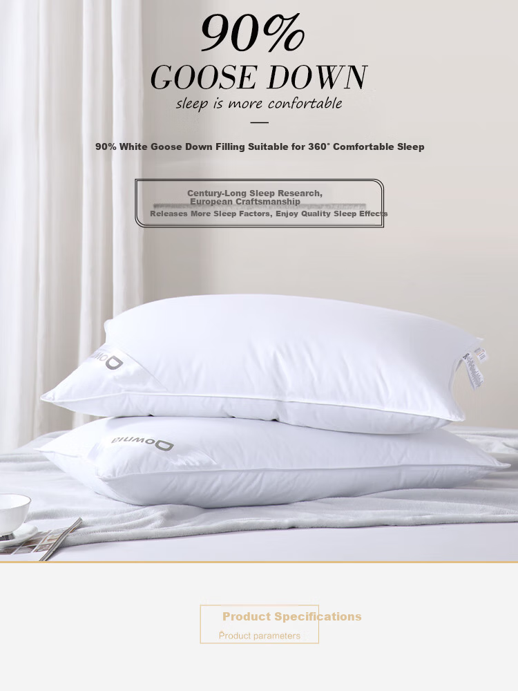 Downia JW Five-Star Hotel White Goose Down Pillow 90% White Goose Down Luxury Pillow 74*48CM 10