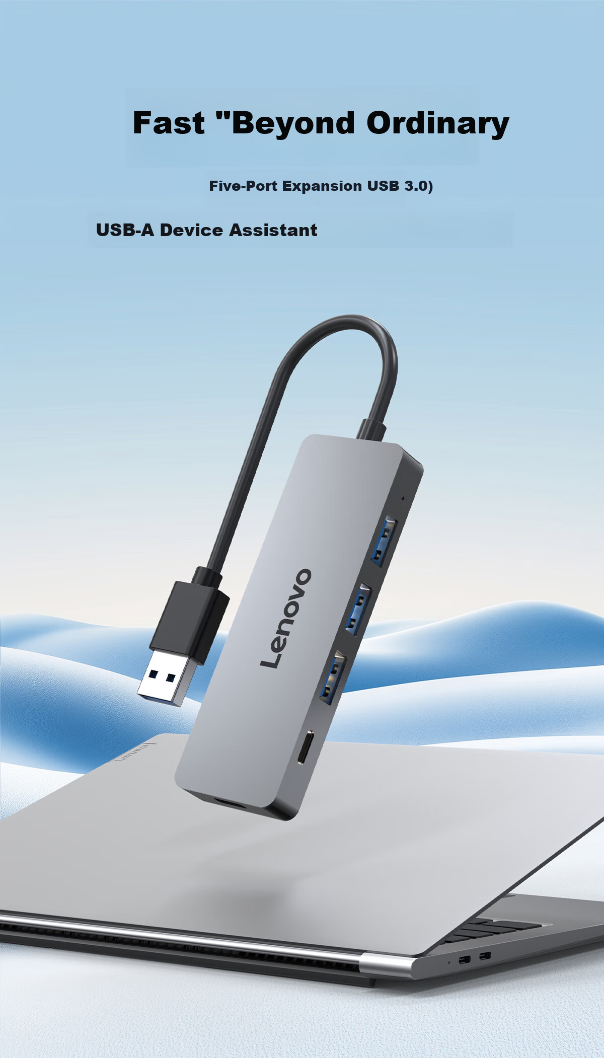 Lenovo USB 3.0 Metal 4-in-1 High-Speed Hub Docking Station Multi-Port Adapter Extension Cable for Laptop 1