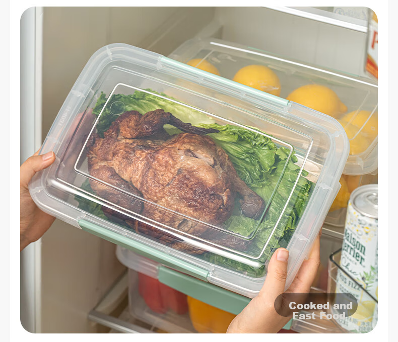Citylong Refrigerator Storage Box Food Grade Fruit and Vegetable Fresh-Keeping Box Sealed Kimchi Pickle Snack Storage Box 12L 3-Pack 8