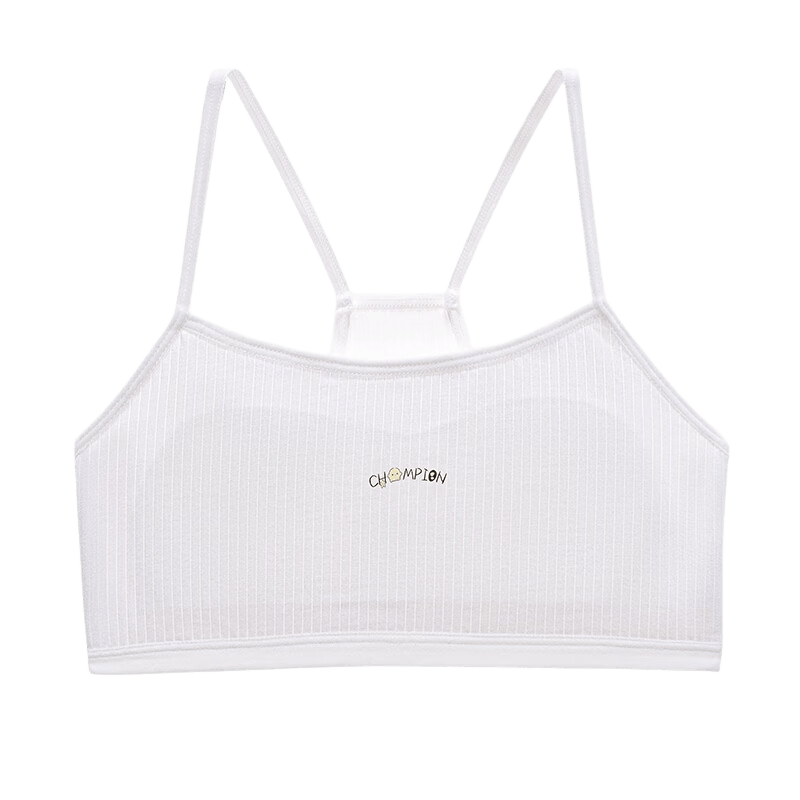 Langsha Girls' Cotton Summer Camisole Underwear for Ages 7-13, Youth Stage 1 Children's Bra, 2-Pack