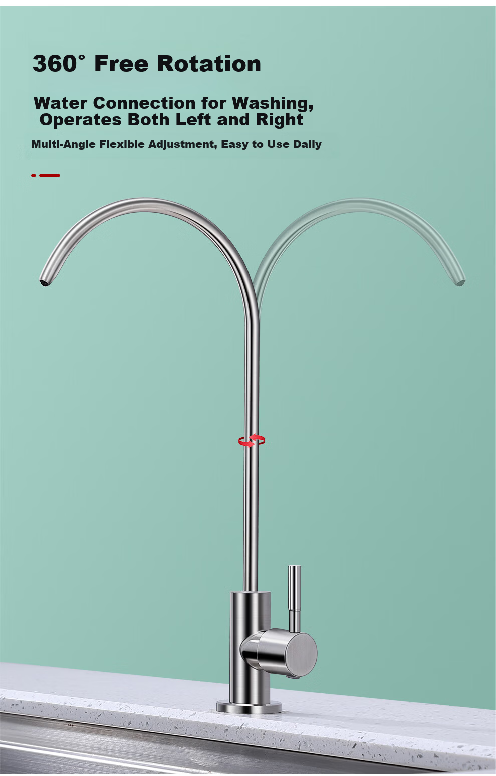 CVBAB Direct Drinking Kitchen Faucet Single Cold Tap 304 Stainless Steel Purifier Faucet 1/4" and 1/2" Connector CV1285 5