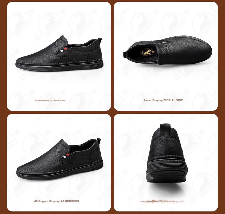 Gongyang Men's Leather Business Casual Loafers Slip-On Driving Shoes Black Size 41 5