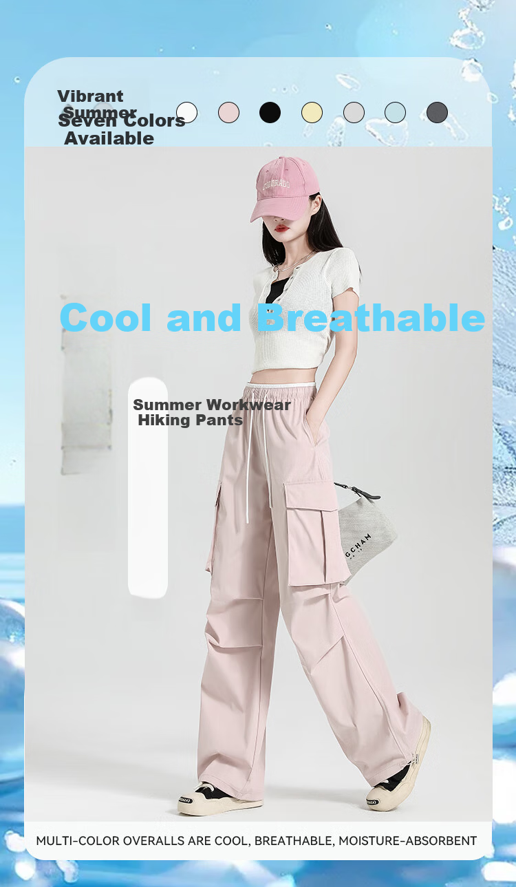 Free Style Women's Cargo Pants Summer Thin 2026 New High Waist Slim Drawstring Jogger Paratrooper Wide Leg Hiking Casual Pants 1
