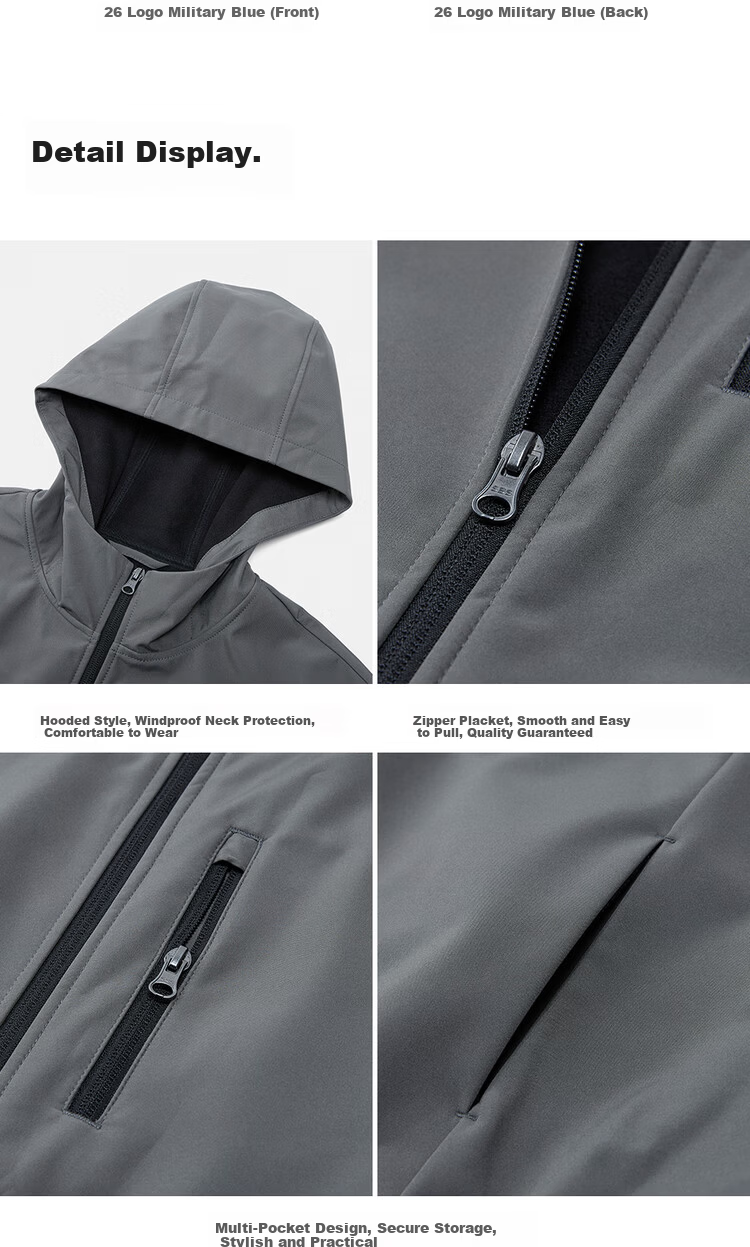 Giordano Men's Windproof Jacket Autumn Winter New Outdoor Water-Repellent Multi-Pocket Hooded Softshell Coat 01075705 19
