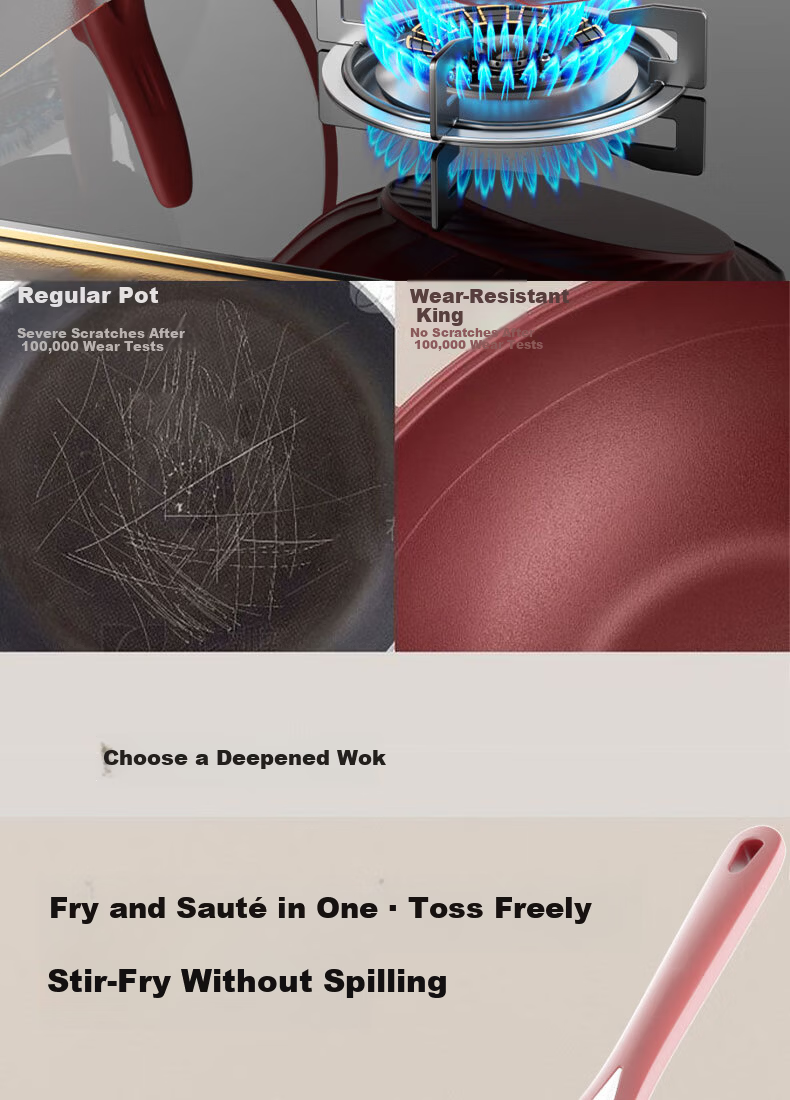 Oluode Purple Clay Non-Stick Health Titanium Alloy Frying Pan Stir-Fry Pan Household Flat Bottom Pan Compatible with Gas Stove and Induction Cooker 7