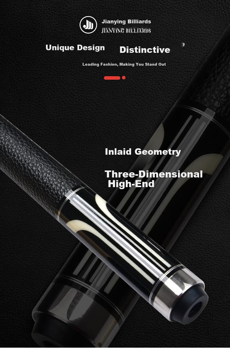 Jianying Billiard Cue Large Tip Chinese Style Black 8 Eight Ball American Leather Handle Nine Ball Cue 1/2 Split Cue Pianist 12.75mm 7
