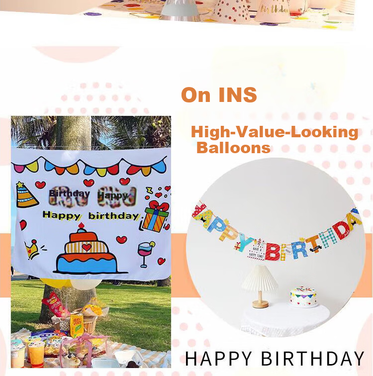 Gongxun Children's Hand-Held Cartoon Birthday Party Decoration, Boys Girls Baby First Birthday Scene Setup, Banner And Bunting 5