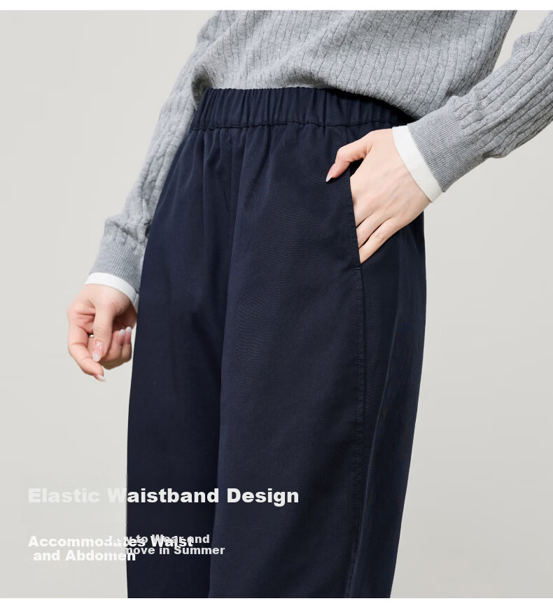 ESE-Y Laisai Cotton Lyocell Scythe Pants Women 26 Spring New Slim Fit Cropped Harem Straight Casual Pants Dark Blue 31 13