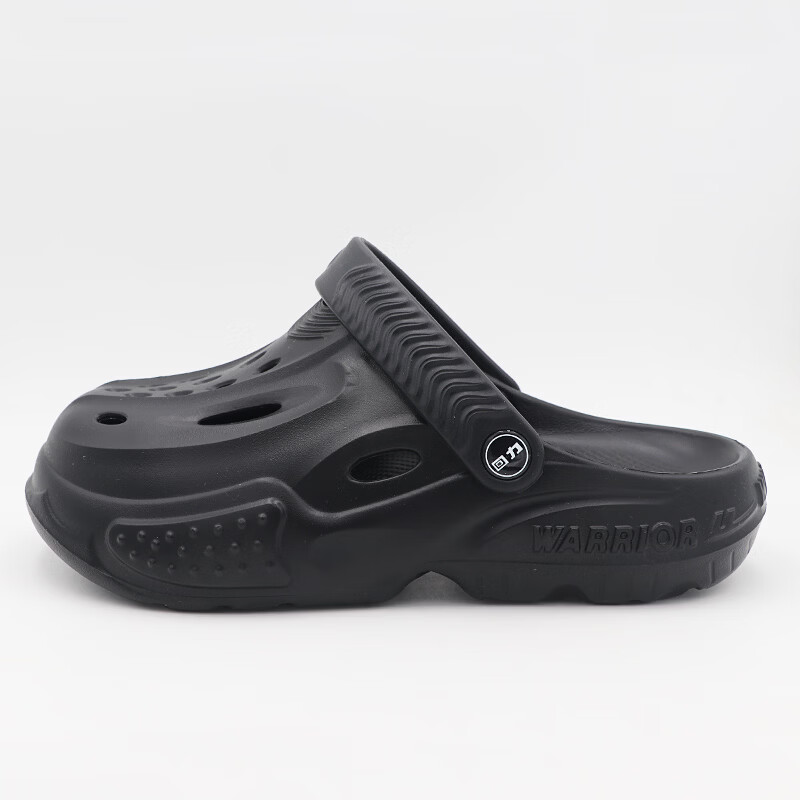 Warrior Men's Soft Sole Slippers Hollow Outdoor Casual Garden Shoes Durable Beach Shoes SDJ-0763 Black Size 39