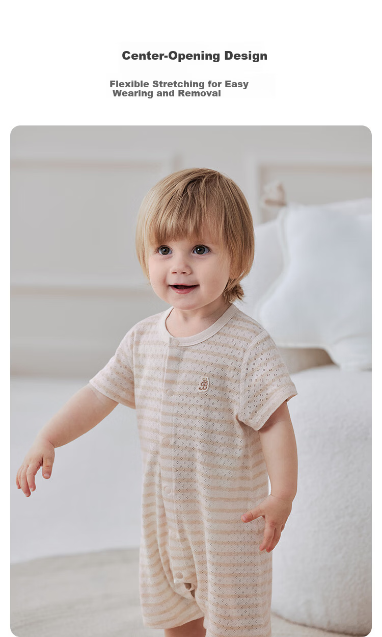Babylove Organic Natural Hypoallergenic Baby Romper Summer Cotton Breathable Short Sleeve Crawling Suit 2