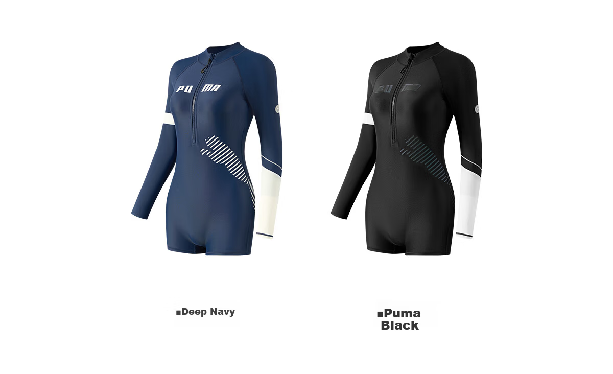 PUMA Women's Long Sleeve One-Piece Swimsuit UV Protection Surfing Swimwear for Swimming Pool Spa Premium Swimwear 23